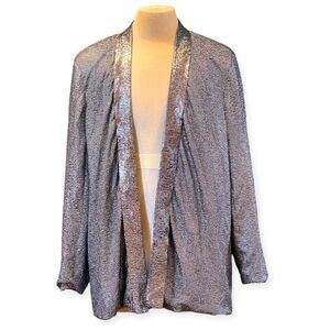 Torrid Silver Black Metallic Shawl Collar Lightweight Blazer ProtonType Sz 2X